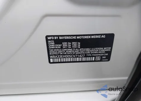 2025 BMW 740I xDrive z USA, uszkodzony, nr VIN WBA33EH00SCV71427